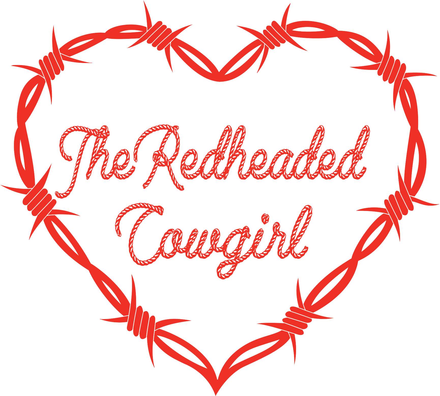 The Redheaded Cowgirl barbed-wire heart logo